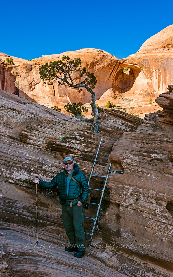  2019 02 23 - Hike to Corona Arch with Ladder adn Pothole Arch in Background - Moab, UT 